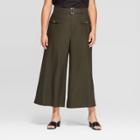 Women's Plus Size Mid-rise Back Button Wide Leg Utility Pants - Who What Wear Green