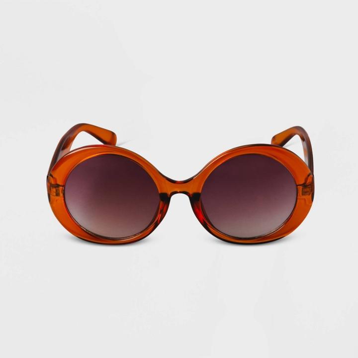 Women's Oversized Round Sunglasses - A New Day Amber, Orange