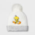 Girls' Looney Tunes Tweety Cuffed Pom Beanie - White