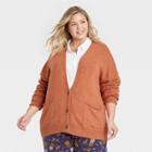 Women's Plus Size Button-front Grandpa Cardigan - Universal Thread Orange