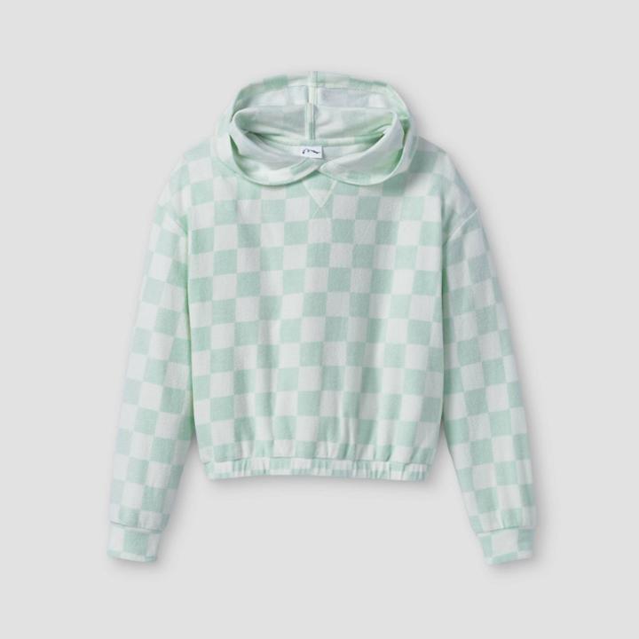 Girls' Cozy Hoodie - Art Class Jade Checkered