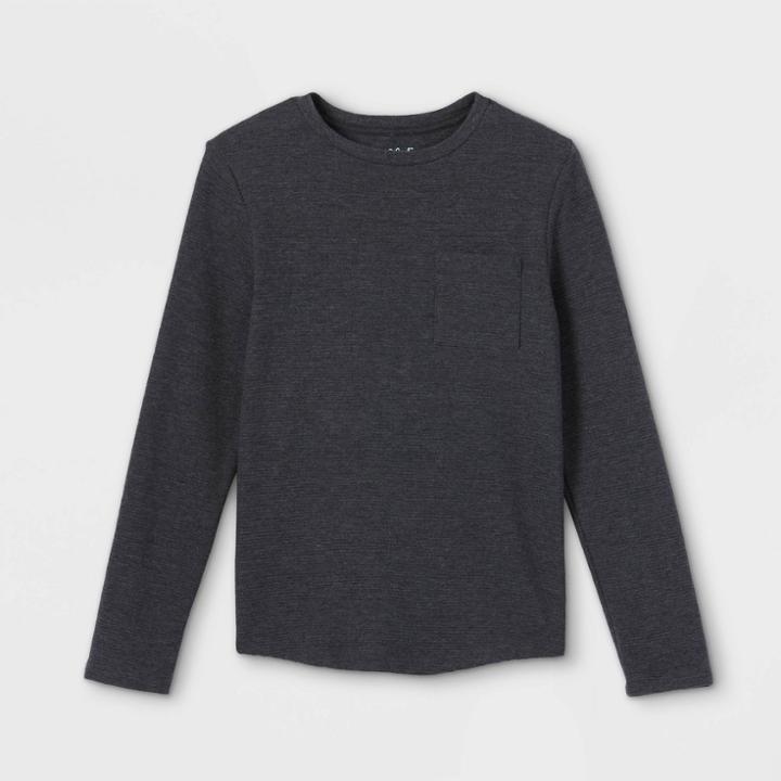 Boys' Ottoman Knit Long Sleeve T-shirt - Cat & Jack Dark Gray