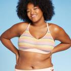 Woman's Plus Size Crochet Bralette Bikini Top Xhilaration Multi Stripe 14w, Women's,