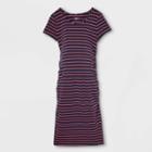 Striped Short Sleeve T-shirt Maternity Dress - Isabel Maternity By Ingrid & Isabel Navy/orange