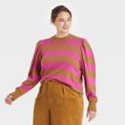 Women's Plus Size Polka Dot Mock Turtleneck Pullover Sweater - Who What Wear Rose Pink