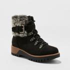 Women's Deanna Faux Fur Lace Up Hiker Boots - Universal Thread Black