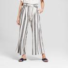 Women's Striped Wide Leg Paperbag Pants - Who What Wear Black/white 16, Black/white