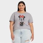 Disney Women's Minnie Mouse Plus Size Short Sleeve Graphic T-shirt - Gray