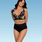 Women's Slimming Control Shirred High Waist Bikini Bottom - Beach Betty By Miracle Brands Black