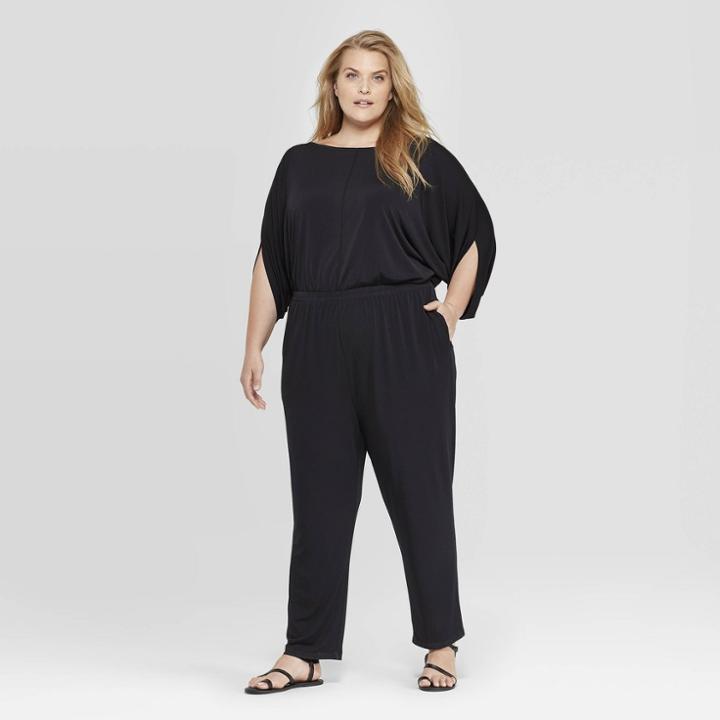 Women's Plus Size Batwing Sleeve Boat Neck Jumpsuit - Prologue Black X