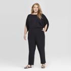 Women's Plus Size Batwing Sleeve Boat Neck Jumpsuit - Prologue Black X