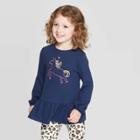 Toddler Girls' Unicorn Cozy Peplum Top - Cat & Jack Navy 3t, Toddler Girl's, Blue
