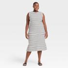 Women's Plus Size Striped Sleeveless Knit Dress - Universal Thread Cream