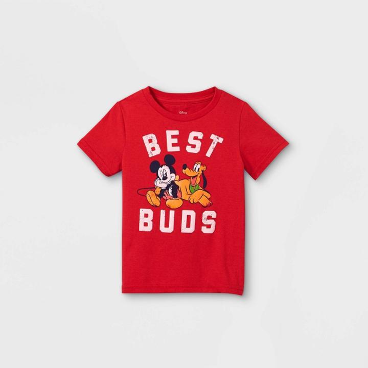 Toddler Boys' Disney Mickey Mouse & Friends Best Buds Short Sleeve Graphic T-shirt - Red 2t - Disney