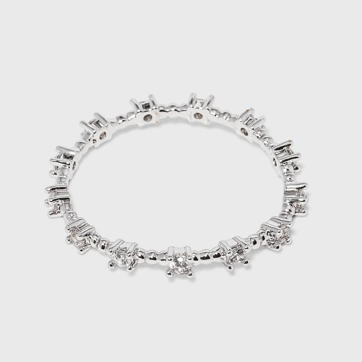 Distributed By Target Women's Silver Plated Cubic Zirconia Textured Band Ring-white-size