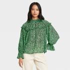 Women's Printed Balloon Long Sleeve Blouse - Who What Wear Green