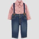 Carter's Just One You Baby Boys' Plaid Top & Bottom Set - Red Newborn