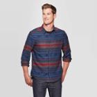 Men's Striped Standard Fit Novelty Flannel Button-down Shirt - Goodfellow & Co Xavier Navy S, Men's, Size: Small, Xavier Blue