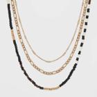 Mixed Bead Layered Chain Necklace - Universal Thread Black