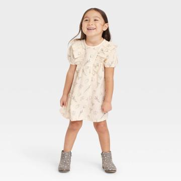 Grayson Collective Toddler Girls' Veggies Gauze Ruffle Short Sleeve Dress - Cream