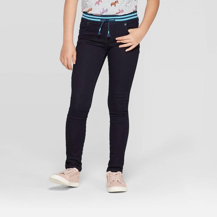 Girls' Knit Waist Cozy Jeggings - Cat & Jack Dark Wash