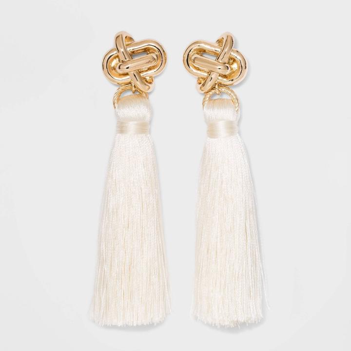 Sugarfix By Baublebar Knot Stud Tassel Earrings - Ivory