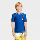 Boys' Pokemon Short Sleeve Rash Guard Swimsuit Top - Blue