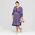 Maternity Plus Size 3/4 Sleeve Woven Color Block Dress - Isabel Maternity By Ingrid & Isabel Purple/black