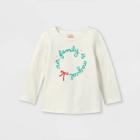 Toddler Girls' Adaptive Christmas 'our Family' Short Sleeve Graphic T-shirt - Cat & Jack Cream