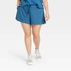 Women's Plus Size High-rise French Terry Pull-on Shorts - Universal Thread Blue