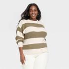 Women's Plus Size Crewneck Pullover Sweater - A New Day Olive Green