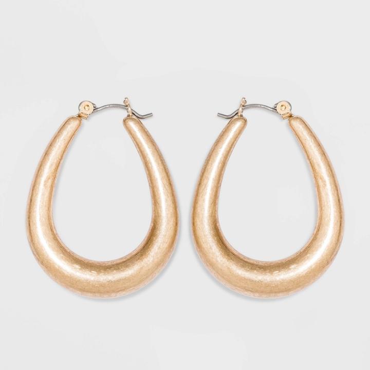 Tubular Teardrop Hoop Earrings - Universal Thread Worn Gold, Women's