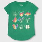 Disney Plus Size Girls' Mickey Mouse St. Patrick's Day Short Sleeve T-shirt - Green