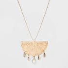 Raffia, Shells And Pearl Pendant Necklace - A New Day Gold, Women's, Beige