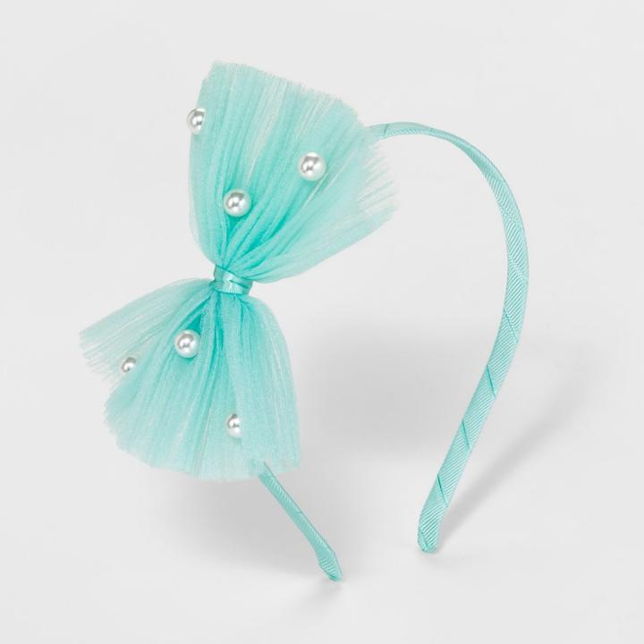 Girls' Krinkle Bow & Pearl Headband - Cat & Jack,