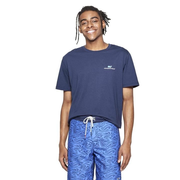 Men's Short Sleeve Everyday Should Feel This Good Crewneck T-shirt - Navy S - Vineyard Vines For Target, Blue