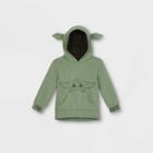 Disney Toddler Boys' Star Wars Baby Yoda 'too Cute' Cosplay Hooded Fleece Sweatshirt - Olive Green
