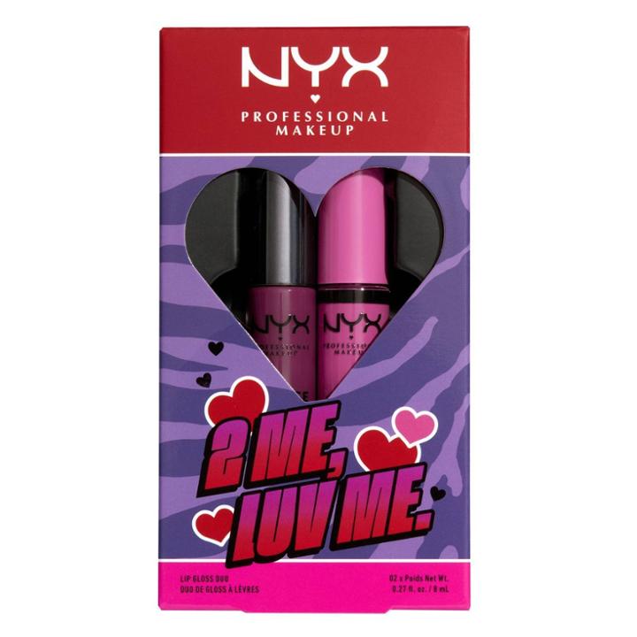 Nyx Professional Makeup 2 Me, Luv Me Valentines Butter Lip Gloss - Berry Pink/neutral Pink - 2pk/0.54 Fl Oz