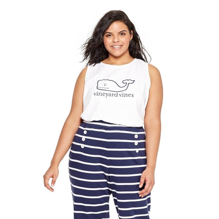 Women's Plus Size Whale Graphic Crewneck Tank - White 1x - Vineyard Vines For Target