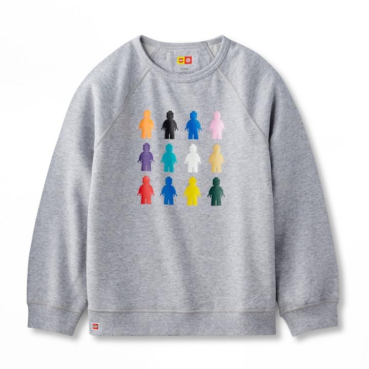 Kids' Adaptive Lego Minifigures Graphic Long Sleeve Sweatshirt - Lego Collection X Target Gray
