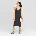 Target Women's Casual Fit Sleeveless V-neck Sandwash Midi Dress - A New Day Black