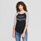 Zoe+liv Women's Stranger Things 3/4 Sleeve Merry Christmas Raglan Graphic T-shirt - (juniors') Black