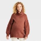 High Neck Cable Pullover Maternity Sweater - Isabel Maternity By Ingrid & Isabel Red