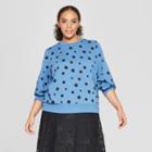 Women's Plus Size Polka Dot Long Sleeve Sweatshirt - Who What Wear Blue/black 1x, Blue/black Polka Dot