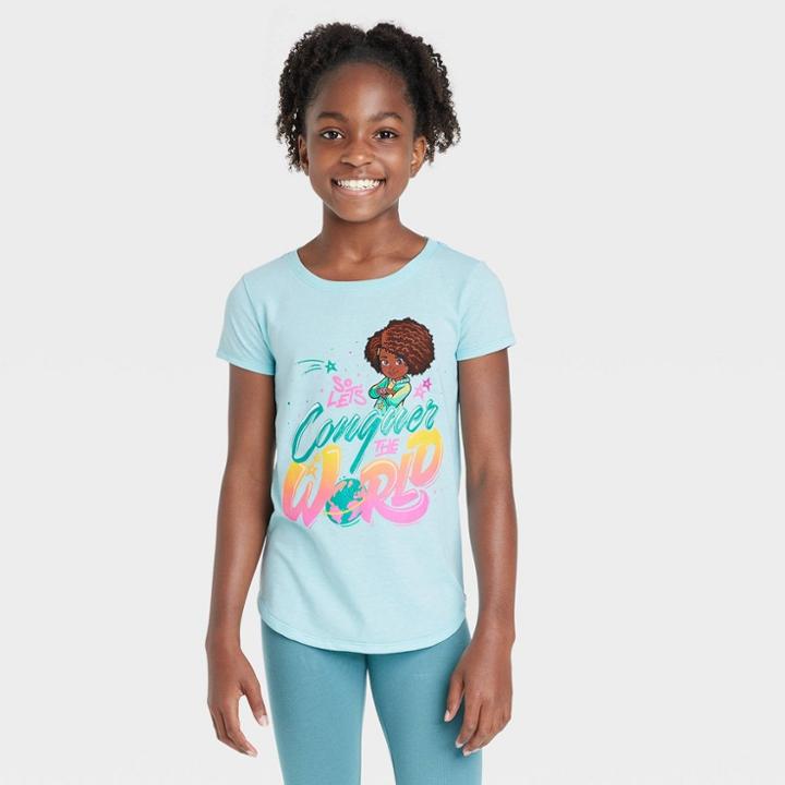 Girls' Karma's World Short Sleeve Graphic T-shirt - Aqua Blue