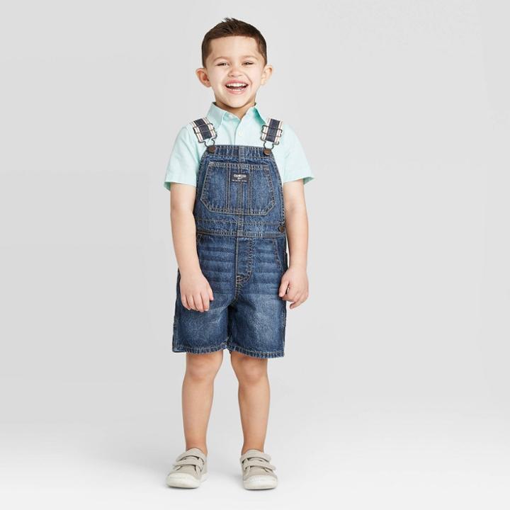 Petiteoshkosh B'gosh Toddler Boys' Strap Overall Short - Blue 12m, Toddler Boy's