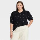 Women's Plus Size Crewneck Pullover Sweater - Who What Wear Black Polka Dots