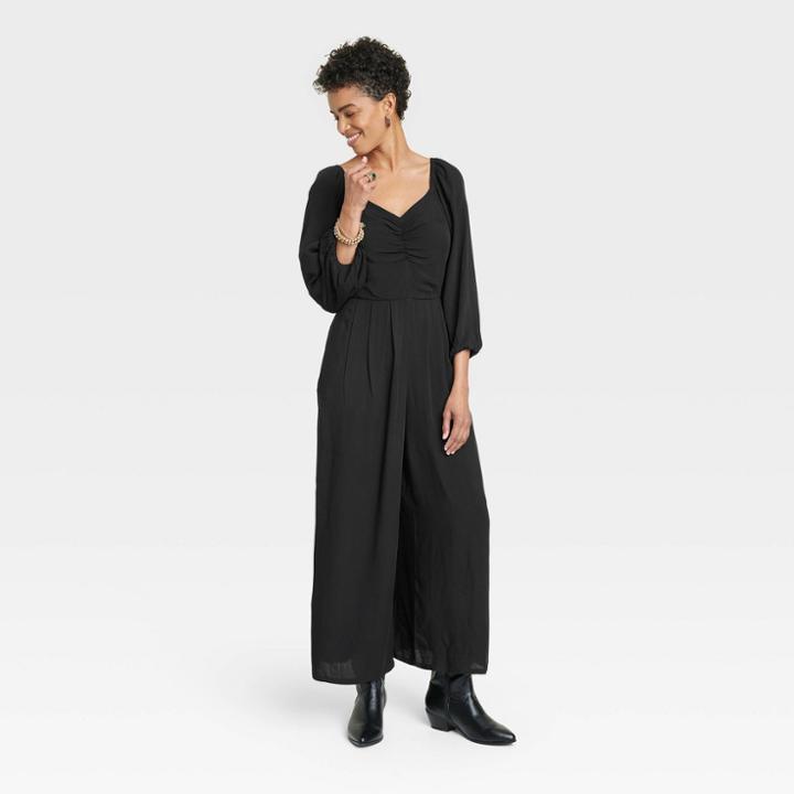 Women's Puff 3/4 Sleeve Jumpsuit - Knox Rose Black