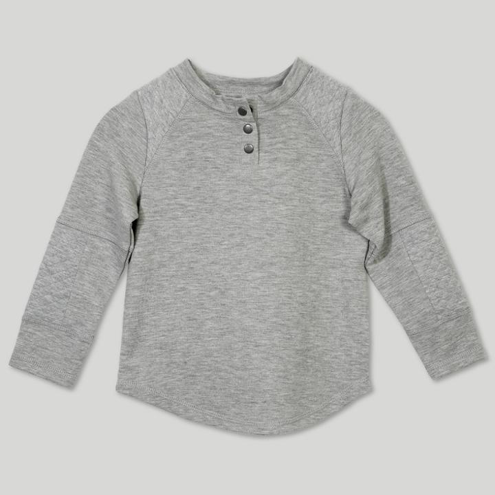 Afton Street Toddler Boys' Quilted Jacquard Long Sleeve Henley - Gray