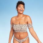 Women's Smocked Underwire Bandeau Bikini Top - Xhilaration Animal Print L, Women's, Size: